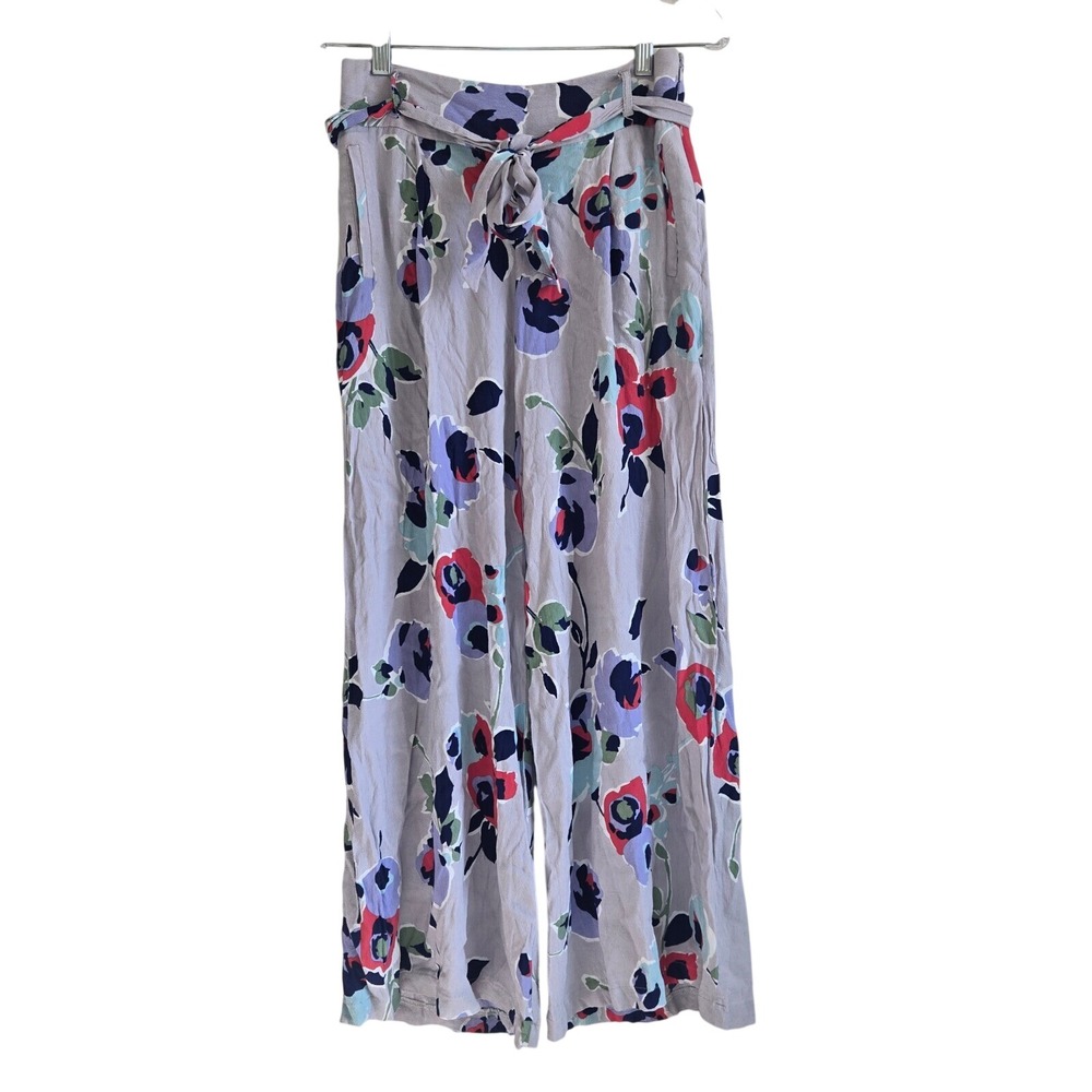 Anthropologie Size 2 Elevenses Floral Wide Leg Pants with Tie Belt Lightweight